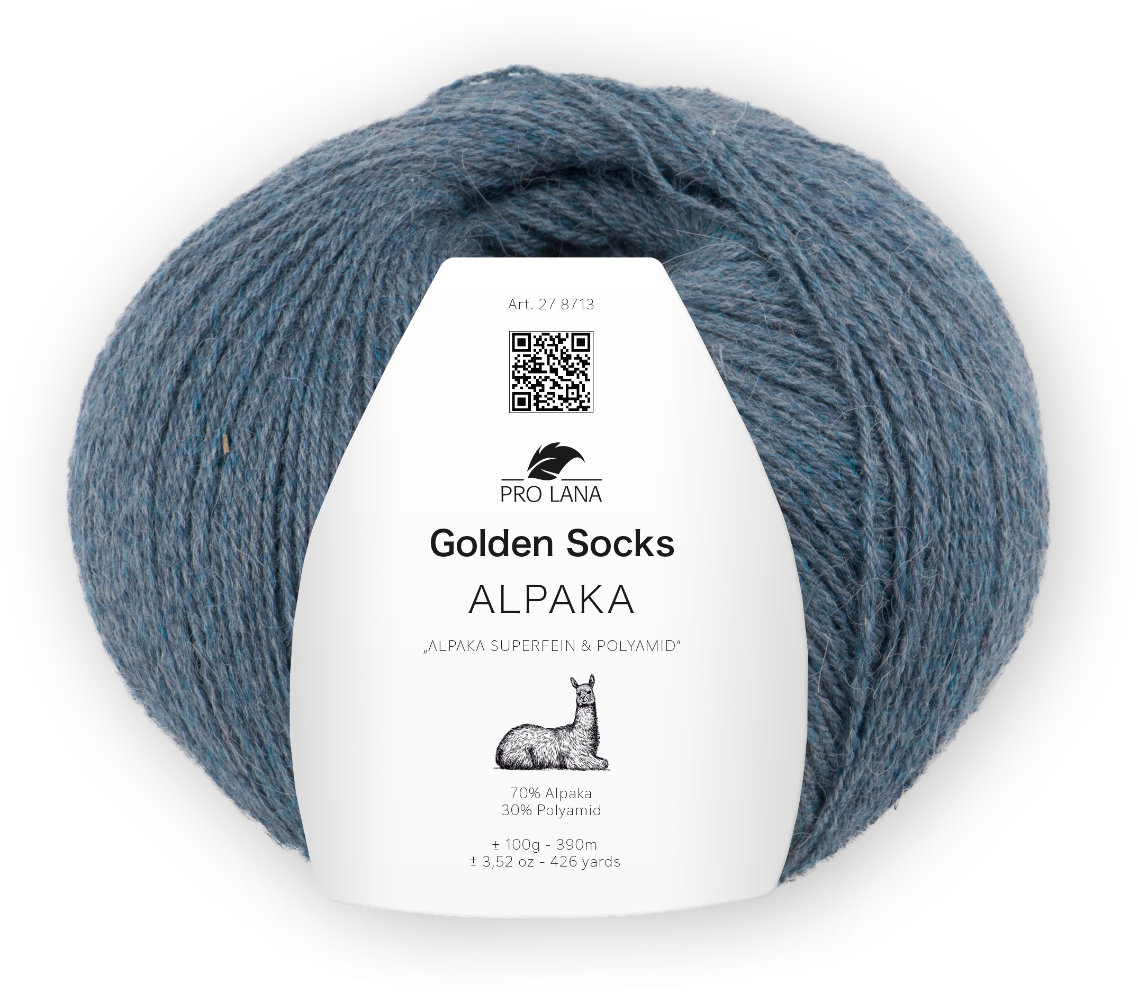 Alpaka Golden Socks - 4-fach Sockenwolle von Pro Lana 0055 - hell jeans meliert