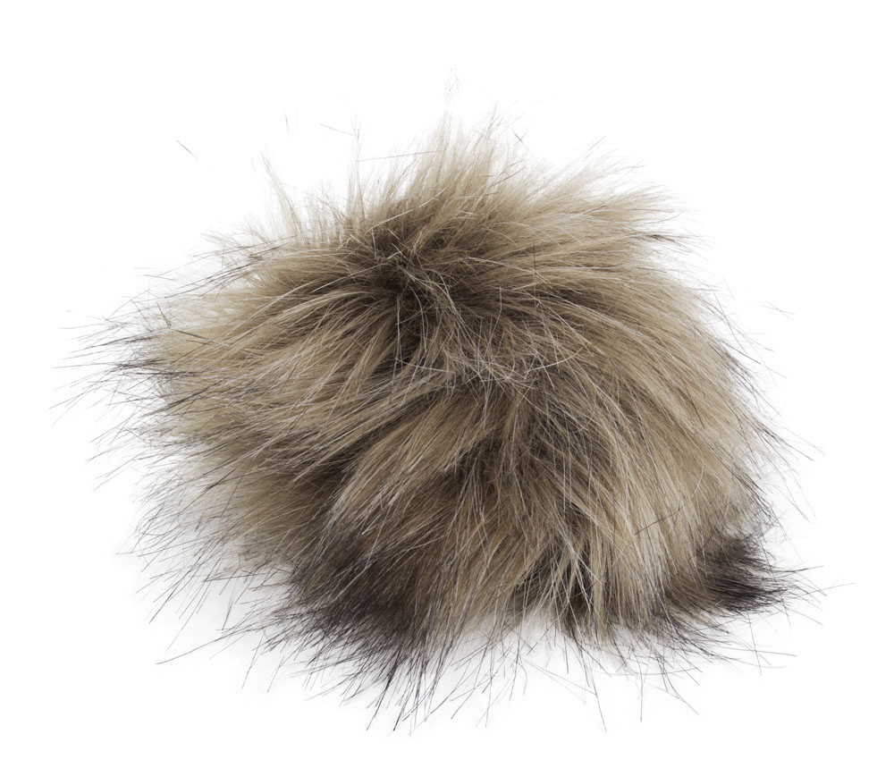 Fell Pompon XXXL mit Druckknopf beige chocolate