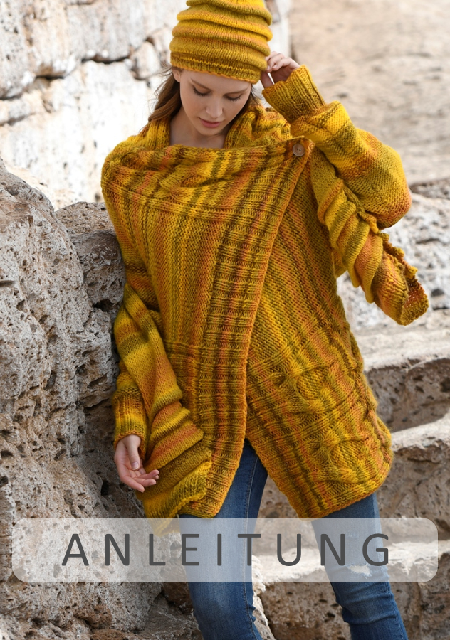 Quergestrickte Wickeljacke | Einzelanleitung + Wolle Fano Linie 359  | Stricken | ONline