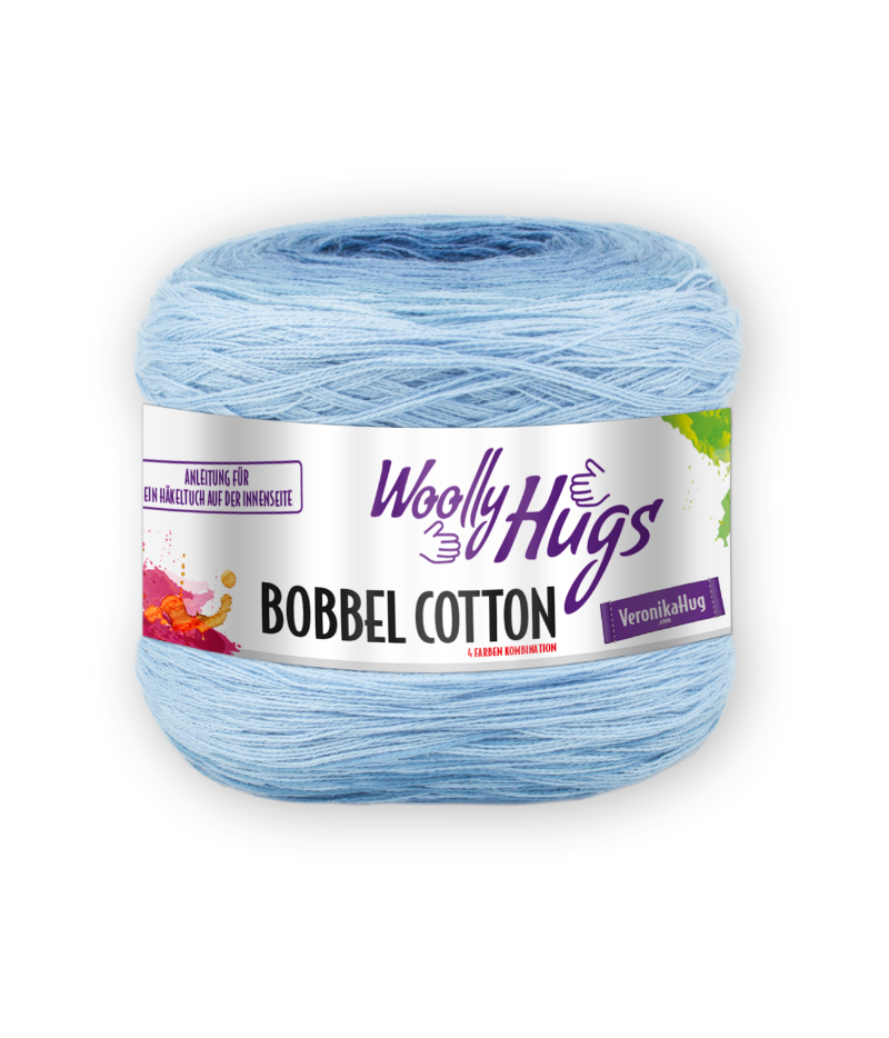 BOBBEL cotton 800m von Woolly Hugs 0029 - rauchblau / hellblau