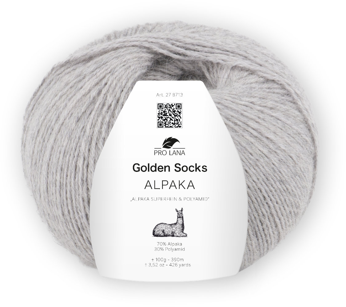 Alpaka Golden Socks - 4-fach Sockenwolle von Pro Lana 0091 - hell grau mel