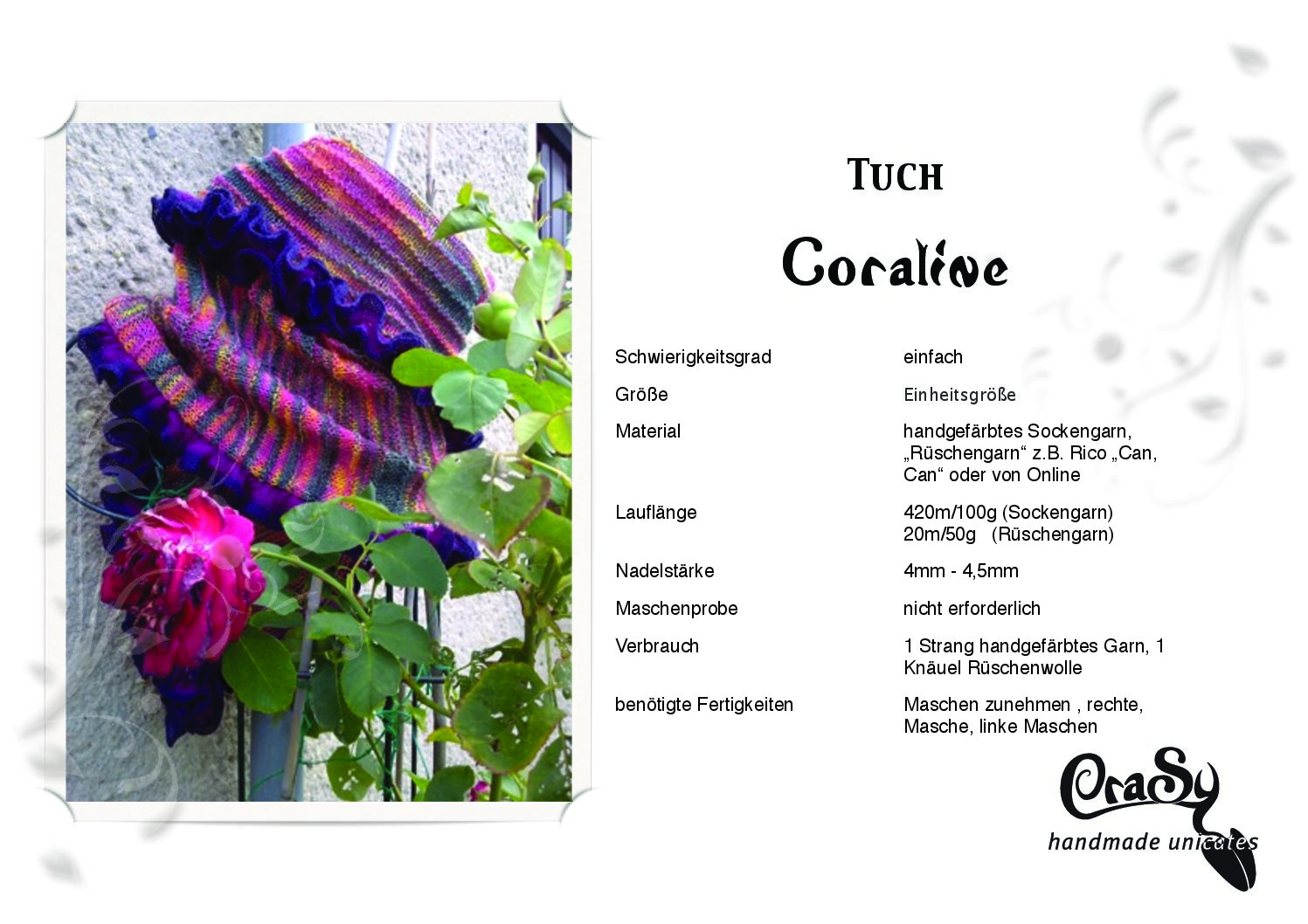 Tuch Coraline | Einzelanleitung | Stricken | Sylvie Rasch