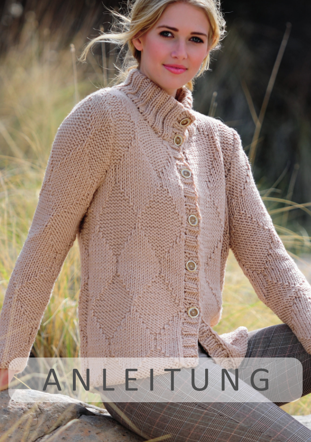 Jacke im Rautenmuster | Einzelanleitung + Wolle Starwool Big Linie 13  | Stricken | ONline