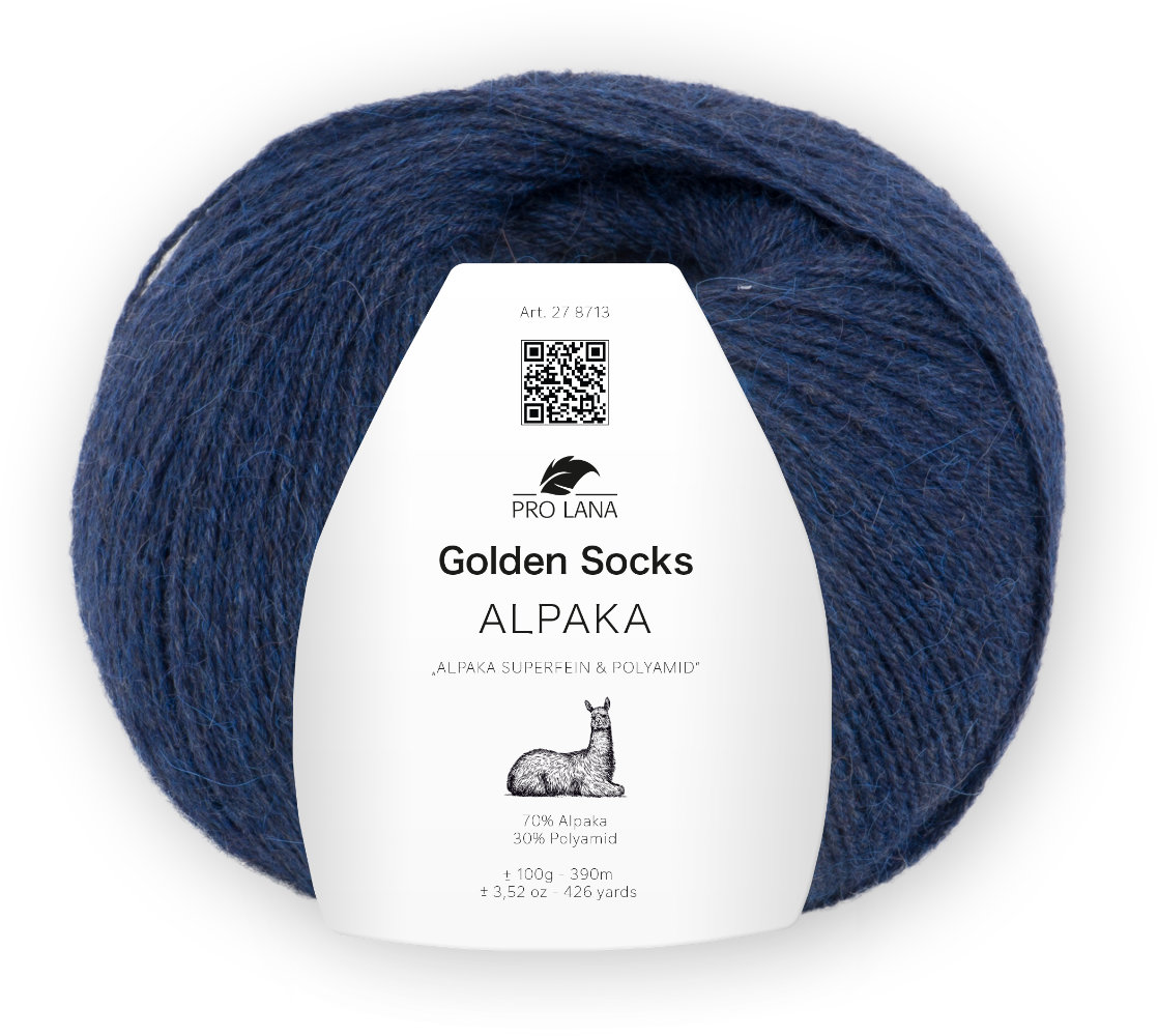 Alpaka Golden Socks - 4-fach Sockenwolle von Pro Lana 0058 - dunkel jeans meliert