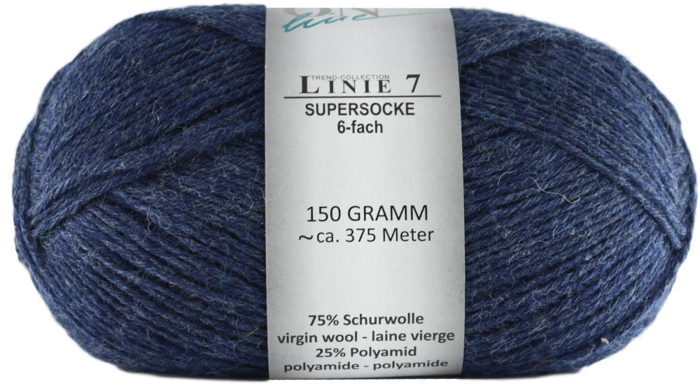 Supersocke 6-fach Uni, ONline Linie 7 (150g) 0011 - jeansblau