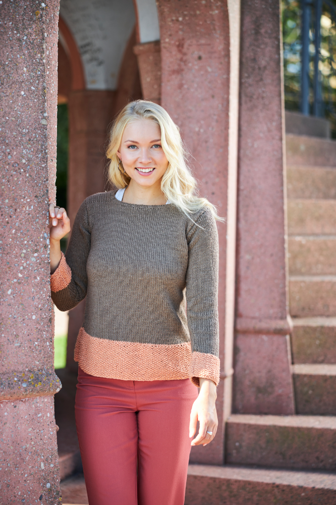 Pulli mit Perlmusterrand in Terracotta-Braun 