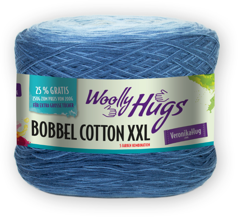 Bobbel Cotton XXL von Woolly Hugs 0603 - hellblau / dunkelblau