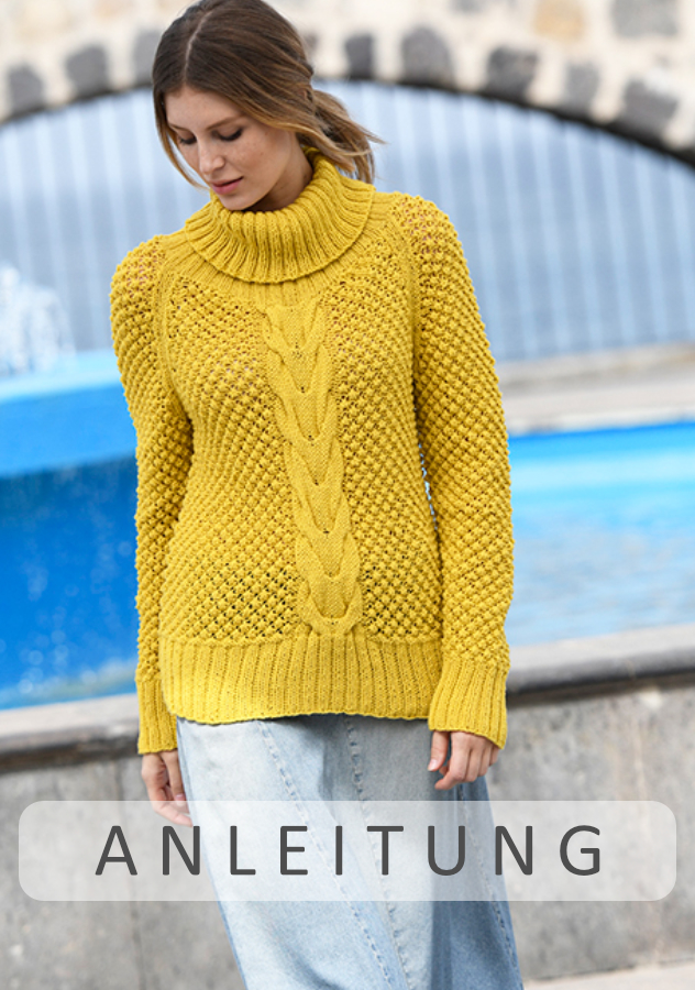 Pullover mit Mittelzopf | Einzelanleitung + Wolle Timona Linie 110  | Stricken | ONline