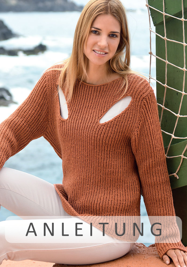 Patentpullover mit Cut-Outs | Einzelanleitung + Wolle Starwool Linie 4  | Stricken | ONline