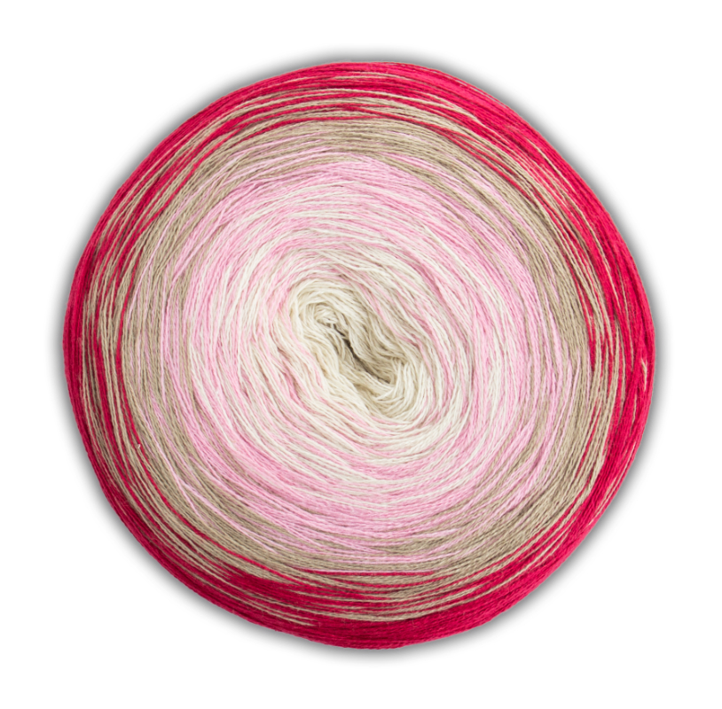 BOBBEL cotton 800m von Woolly Hugs 0048 - beige / rosa / weinrot