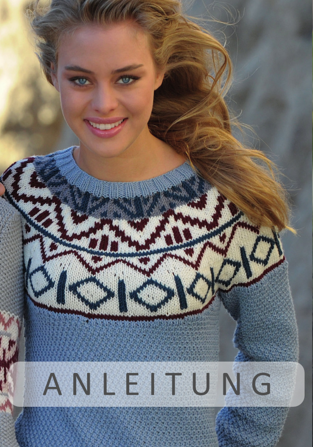 Pullover mit Jacquardrundpasse | Einzelanleitung + Wolle Starwool Linie 4  | Stricken | ONline