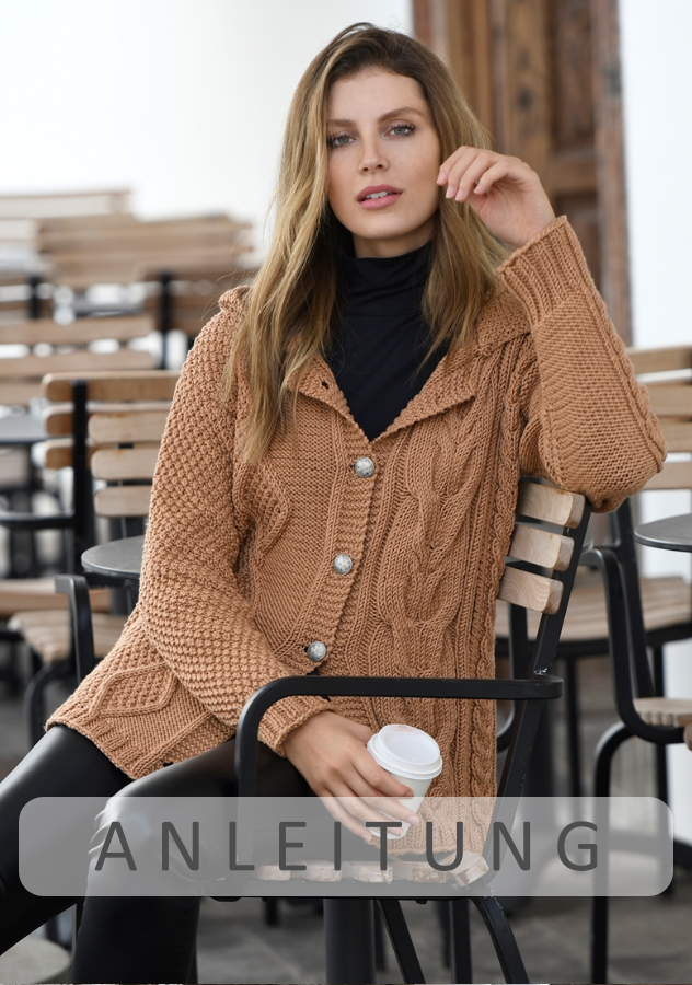 Kapuzenjacke im Mustermix | Einzelanleitung + Wolle Starwool Maxi Linie 8  | Stricken | ONline