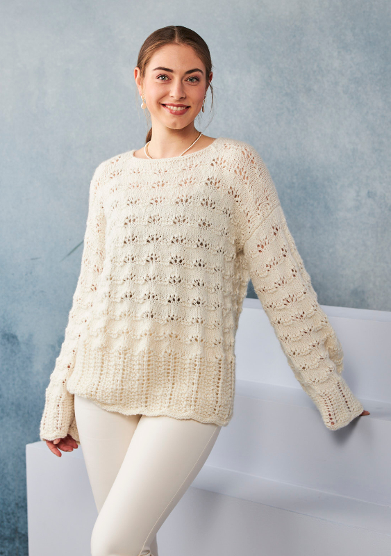 Pulli mit Wellenmuster in natur 