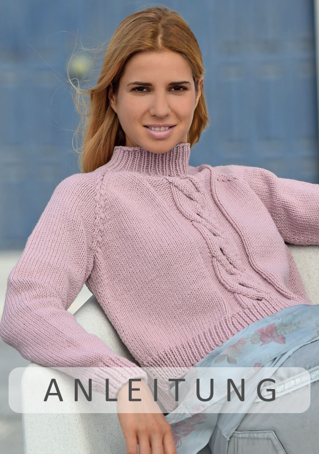 Kurzer Zopfpullover | Einzelanleitung + Wolle Cora Linie 20  | Stricken | ONline