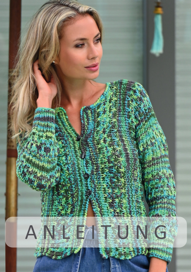 Quergestrickte Jacke | Einzelanleitung + Wolle Arona, ONline Linie 346 0141 - wald | Stricken | ONline